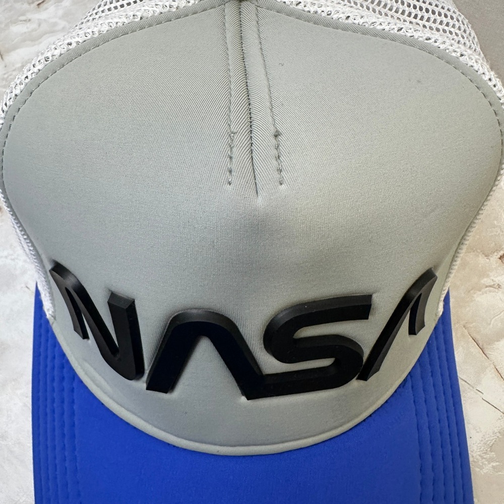 American Needle NASA Trucker Hat Snapback Blue Grey White Cap Mens OSFM